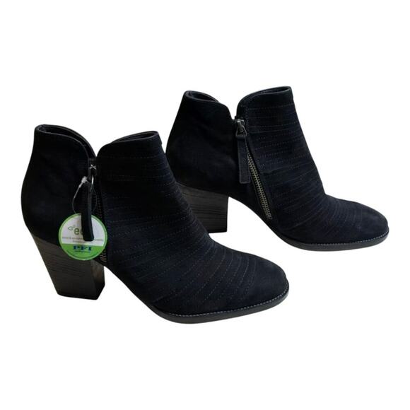 Paul Green Boots US SIZE 8 Malibu Bootie Black Nubuck Double Zip Block Heel New - Picture 5 of 13